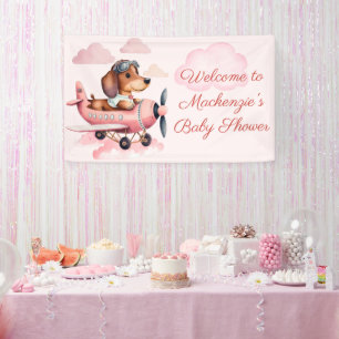Dog Theme Dachshund Pilot Baby Shower Welcome Banner