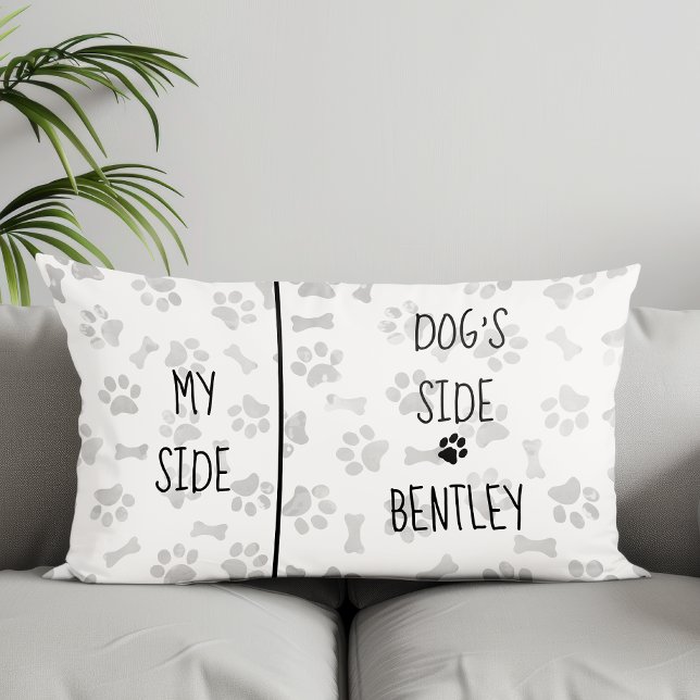 Dog Themed Bedroom Paw Prints My Side Dogs Side Accent Pillow (Creator Uploaded)