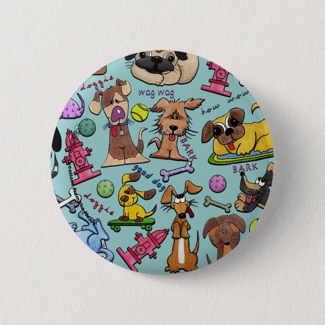 Dog Themed Collage 2 Inch Round Button (Front)