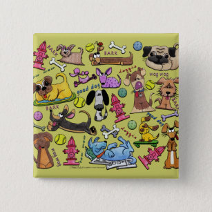 Dog Themed Collage 2 Inch Square Button