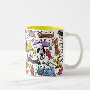 Dog Themed Collage Two-Tone Coffee Mug