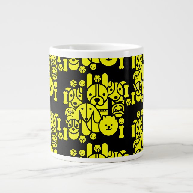 Dog Themed Patterned Large Coffee Mug (Front)