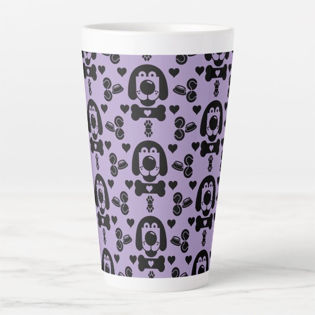 Dog Themed Patterned Latte Mug (Front)