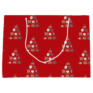 Dog Themed Red Christmas  Large Gift Bag