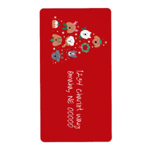 Dog Themed Red Christmas Return Label