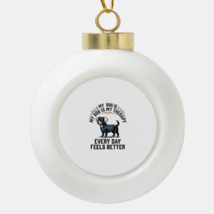 Dog Therapy Shirt Vintage Engraved Dog Lover Gift_ Ceramic Ball Christmas Ornament