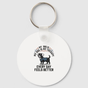 Dog Therapy Shirt Vintage Engraved Dog Lover Gift_ Keychain