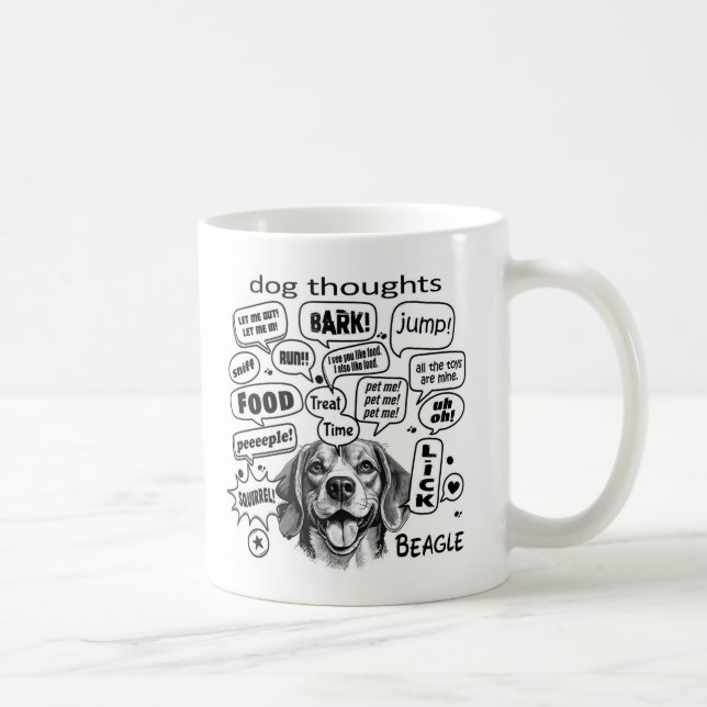 Dog Thoughts – Beagle Coffee Mug (Right)