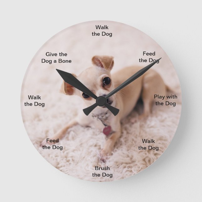 Dog Time Wall Clock Chihuahua (Front)