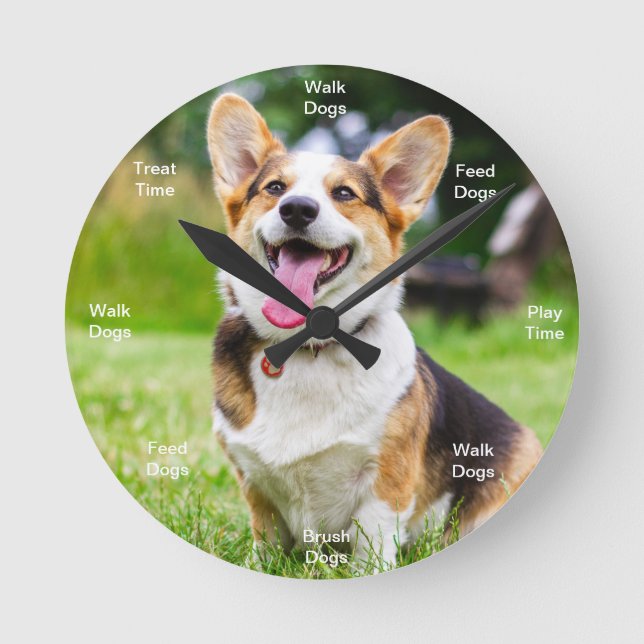 Dog Time Wall Clock Corgi (Front)
