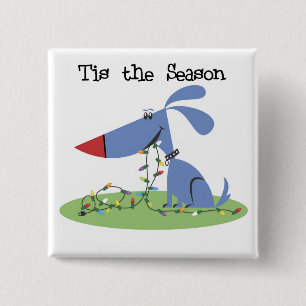 Dog Tis the Season Holiday Tshirts and Gifts 2 Inch Square Button