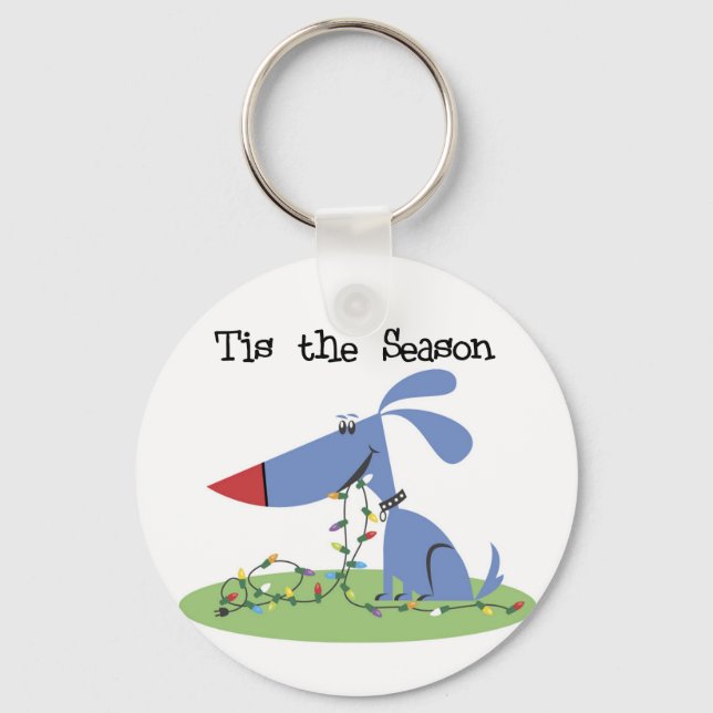 Dog Tis the Season Holiday Tshirts and Gifts Keychain (Front)
