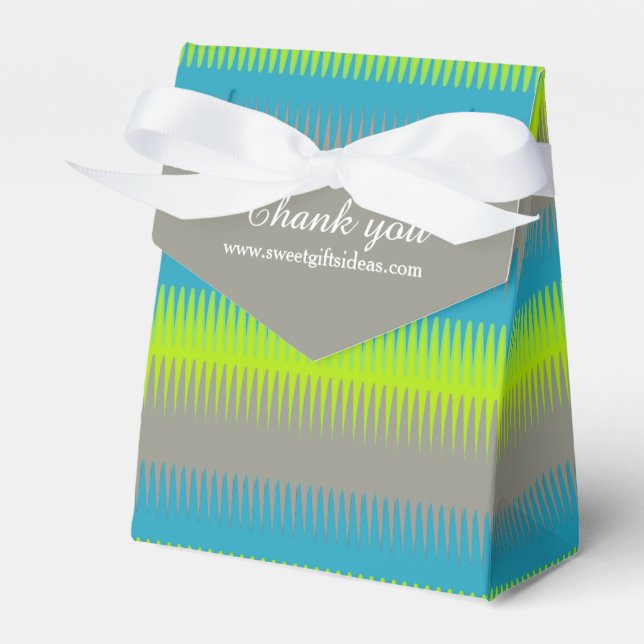 Dog tooth lines teal grey green thank you gift box (Front Side)