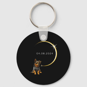 Dog Total Solar Eclipse 2024 Totality Funny Dog Gl Keychain