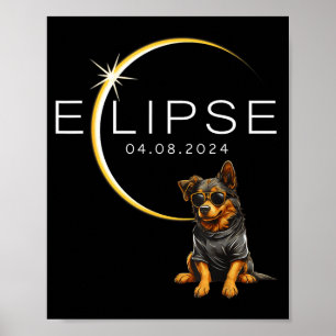 Dog Total Solar Eclipse 2024 Totality Funny Dog Gl Poster