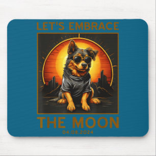 Dog Total Solar Eclipse Embrace Illustration Mouse Pad