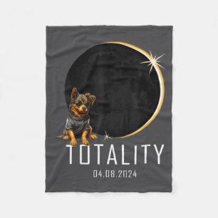 Dog Total Solar Eclipse Totality Illustration Fleece Blanket