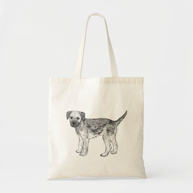 Dog Tote Bag - Border Terrier Design (Front)