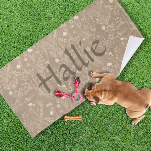 Dog Towel - Brown Botanical, Personalized