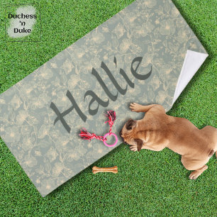 Dog Towel - Sage Green Botanical, Personalized
