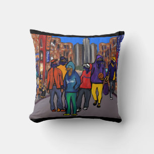 Dog Town City - Detroit Throw Pillow