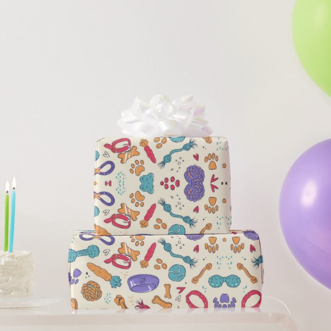 Dog Toys Pattern Pet Treats Pettern Holiday Wrapping Paper (Party Gifts)