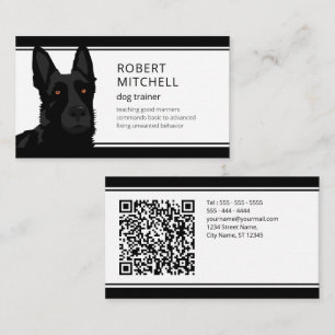 Dog Trainer Black German Shepherd QR Code Business Card