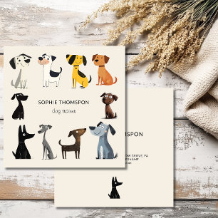 Dog trainer cartoon dogs square business card