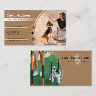 Dog Trainer Dog Training School Brown Business Card