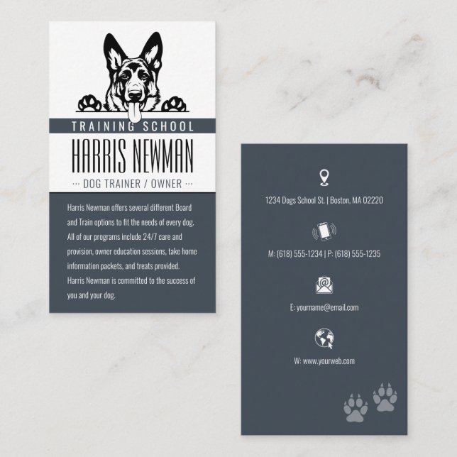 Dog Trainer | Dog Training School Business Card (Front/Back)