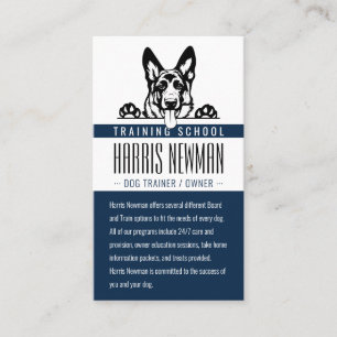 Dog Trainer   Dog Training School Deep Blue Business Card