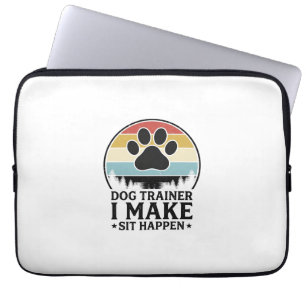 Dog Trainer I Make Sit Happen Vintage Paw Shirt_1 Laptop Sleeve
