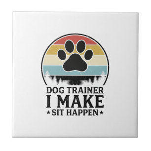 Dog Trainer I Make Sit Happen Vintage Paw Shirt_1 Tile