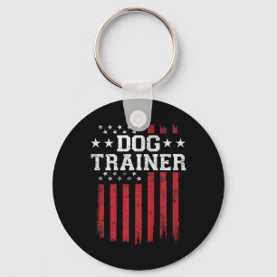 Dog Trainer Proud American Flag Usa Patriot Patrio Keychain
