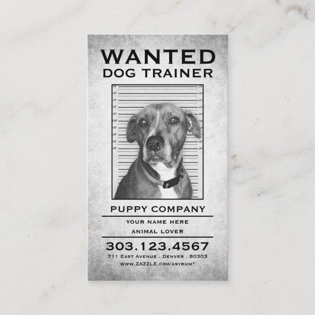 dog trainer wanted poster business card (Front)