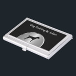 Dog Training Business Card Case<br><div class="desc">Dog training and obedience business card cases including a dog silhouette, silver coloured design elements, and text space you can personalize. Designed as a business card case template for a pet trainer and instructor, classes, or school. Makes a great first impression.</div>