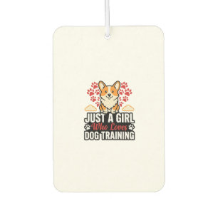 Dog Training Girl Corgi Vintage Vector Shirt Desig Air Freshener