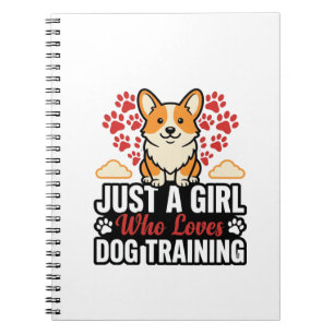 Dog Training Girl Corgi Vintage Vector Shirt Desig Notebook