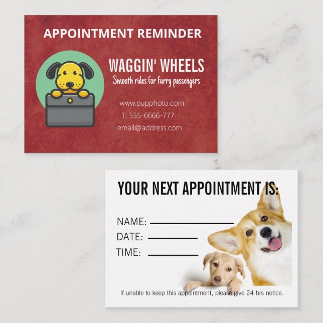 Dog Transport Business Custom Appointment Card (Front/Back)