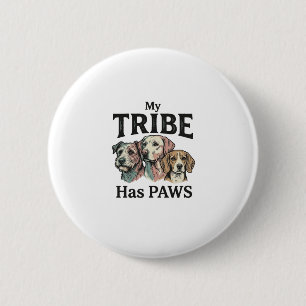 Dog Tribe Has Paws Vintage Engraving Design_1 2 Inch Round Button