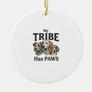 Dog Tribe Has Paws Vintage Engraving Design_1 Ceramic Ornament