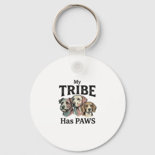 Dog Tribe Has Paws Vintage Engraving Design_1 Keychain