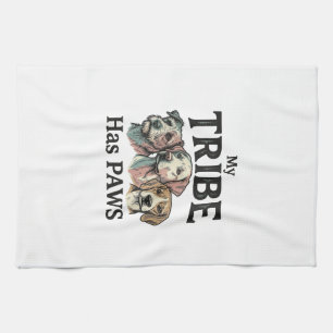 Dog Tribe Has Paws Vintage Engraving Design_1 Kitchen Towel