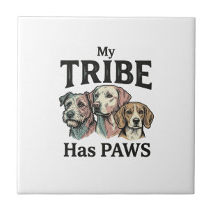 Dog Tribe Has Paws Vintage Engraving Design_1 Tile