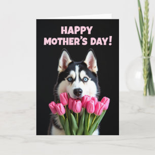 Dog Tulips Mothers Day Card