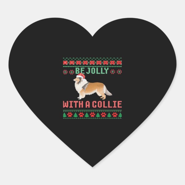 Dog Ugly Christmas Sweater Be Jolly With A Rough C Heart Sticker (Front)