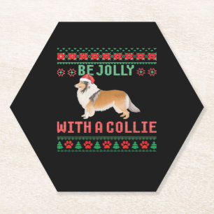 Dog Ugly Christmas Sweater Be Jolly With A Rough C Paper Coaster