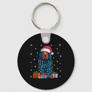 Dog Ugly Xmas Light Santa Hat Portuguese Water Dog Keychain