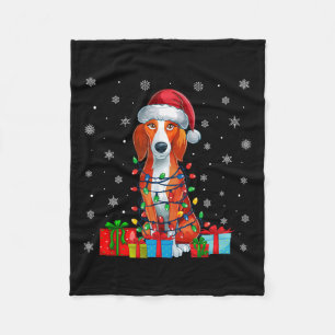 Dog Ugly Xmas Lights Santa American Foxhound Dog C Fleece Blanket