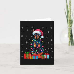 Dog Ugly Xmas Lights Santa Doberman Pinscher Dog C Card